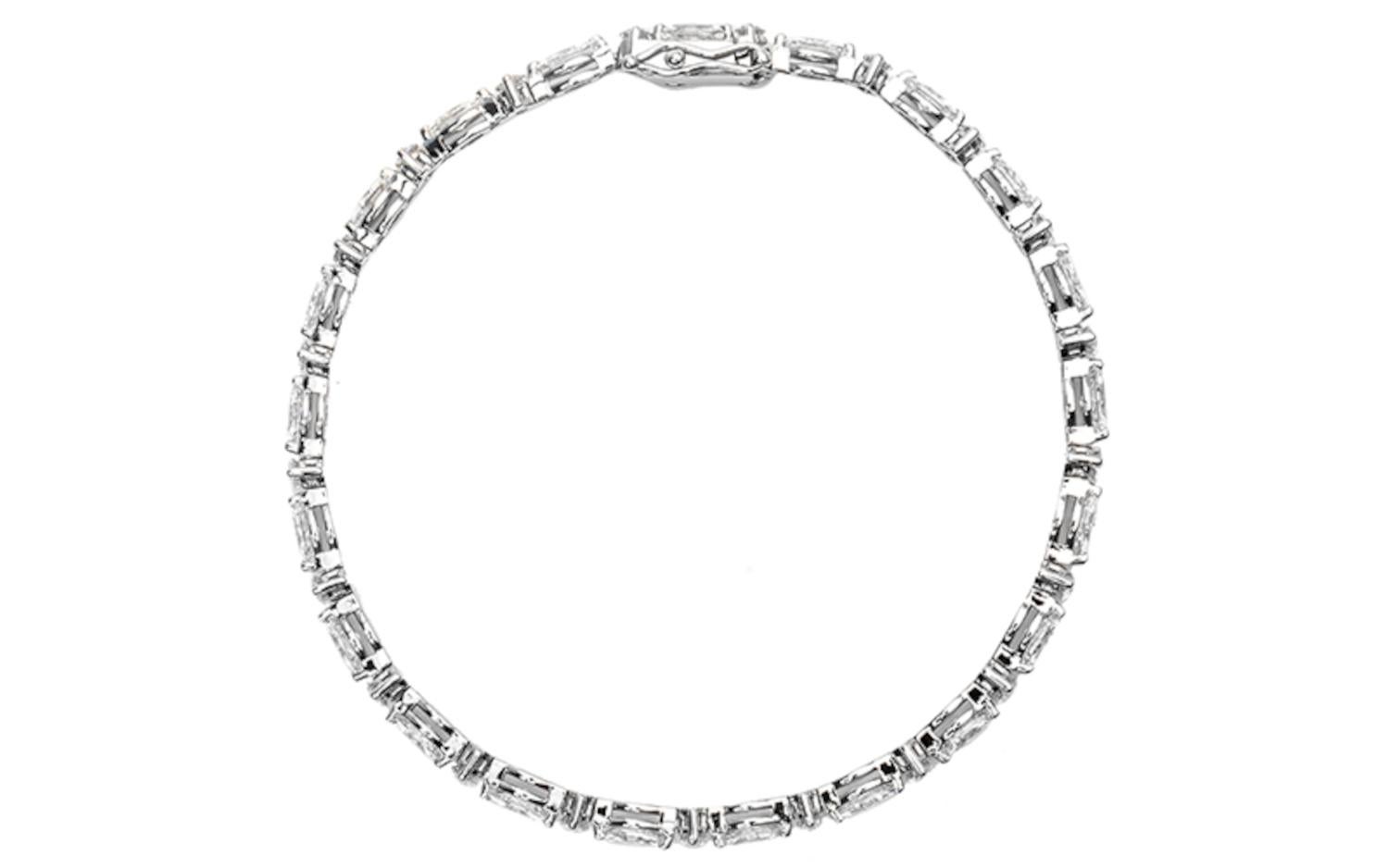 Marquise Cut 4.74 Carat EF VS Marquise Round Diamond 18K White Gold Caravella Tennis Bracele For Sale