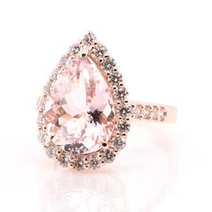 4.74 Carat Natural Morganite and Diamond Cocktail Ring Set in 18 Karat Rose Gold