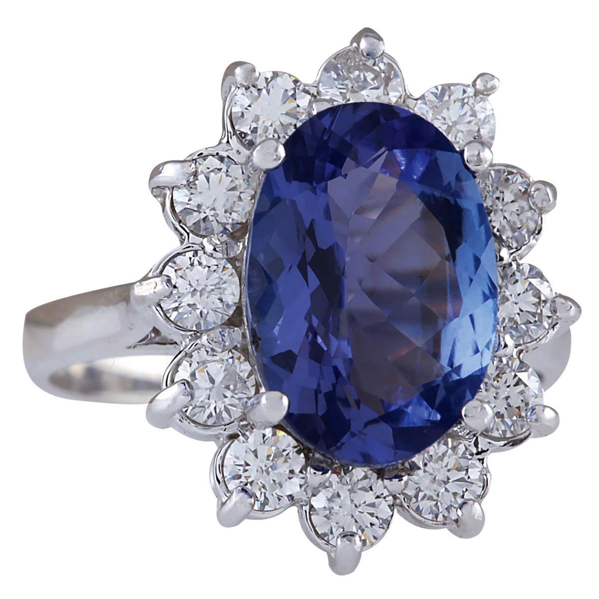 Stamped: 14K White Gold
Total Ring Weight: 6.0 Grams
Total Natural Tanzanite Weight is 3.74 Carat (Measures: 12.00x10.00 mm)
Color: Blue
Total Natural Diamond Weight is 1.00 Carat
Color: F-G, Clarity: VS2-SI1
Face Measures: 18.50x15.35 mm
Sku: