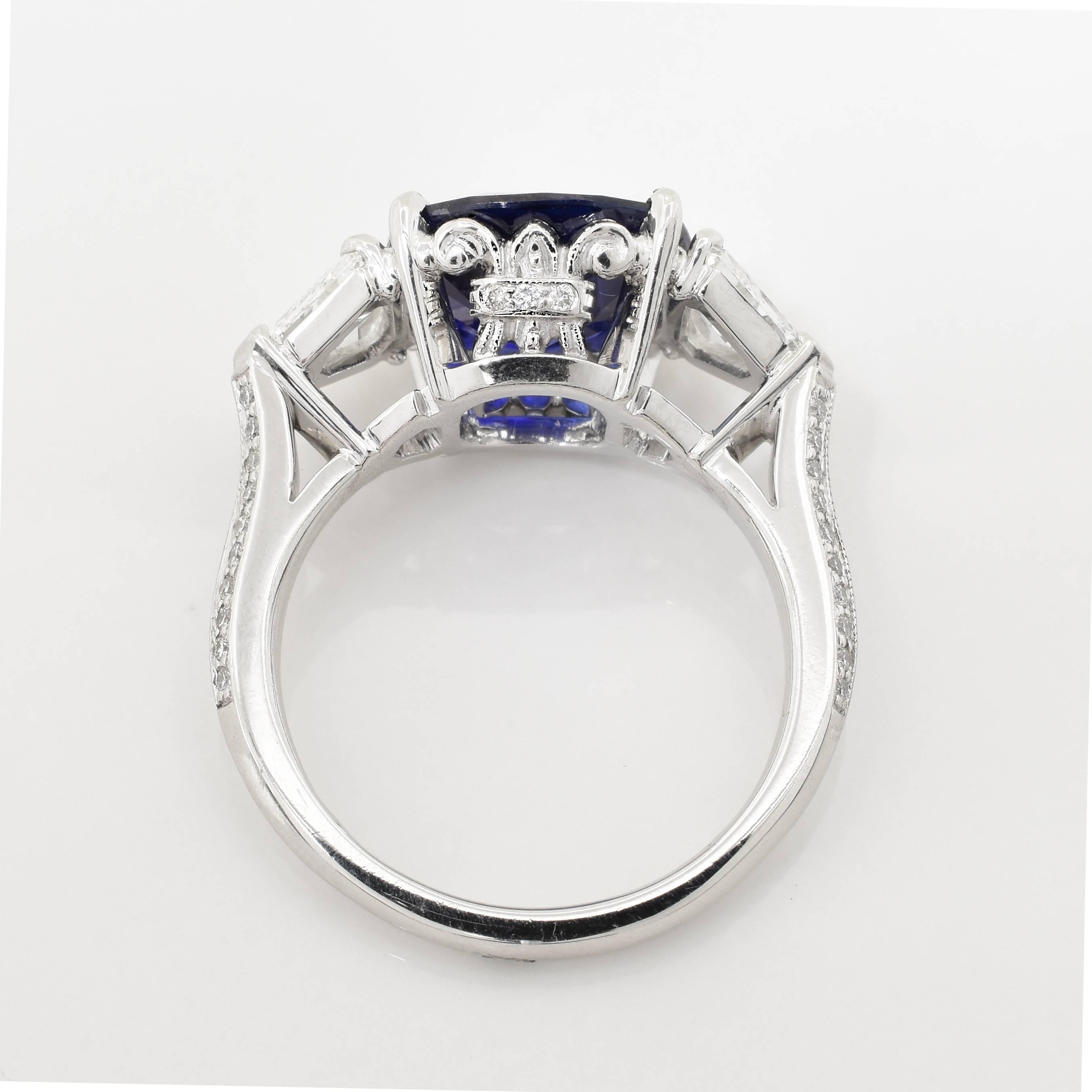 Women's 4.74 Carat Sapphire Diamond Platinum Ring