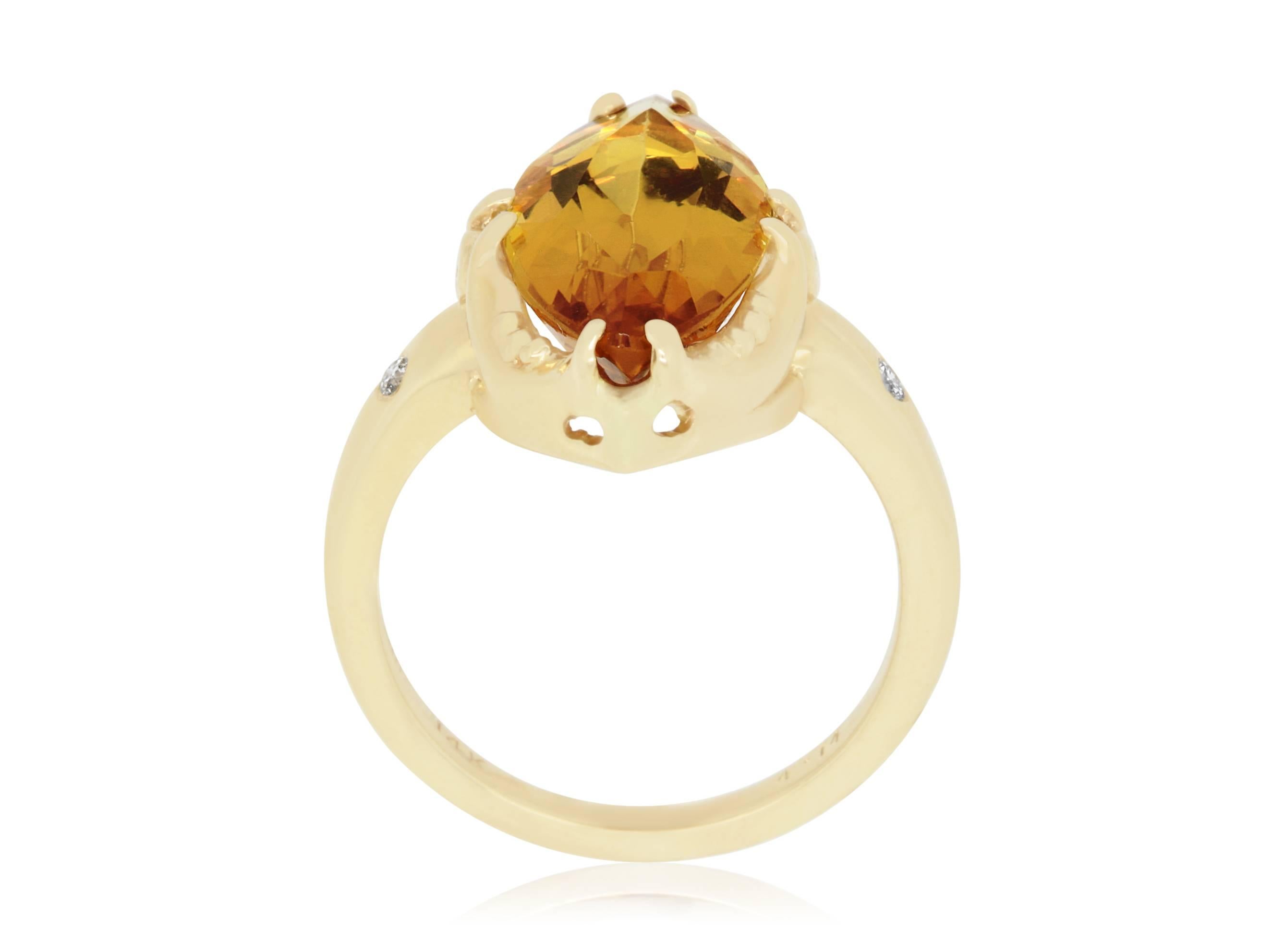 Beautiful, bold, gold! Yellow Beryl Cocktail Ring

Material: 14k Yellow Gold 
Center Stone Details: 1 Marquise Shaped Yellow Beryl at 4.74 Carats
Mounting Stone Details: 2 Brilliant Round Diamonds at 0.02 Carats - Clarity: SI / Color:  H-I
Ring