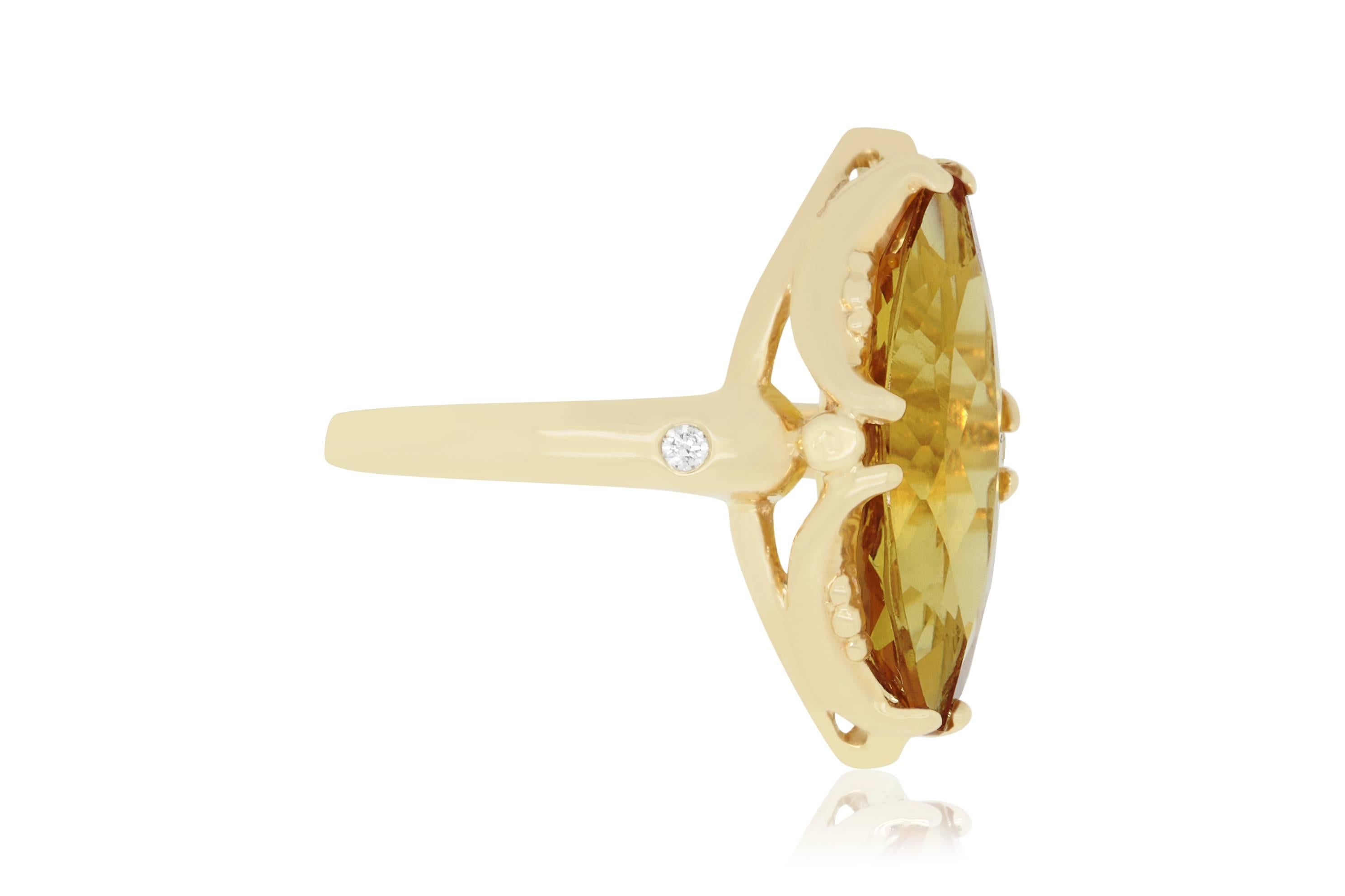 Contemporary 4.74 Carat Yellow Beryl Marquise Cocktail Ring