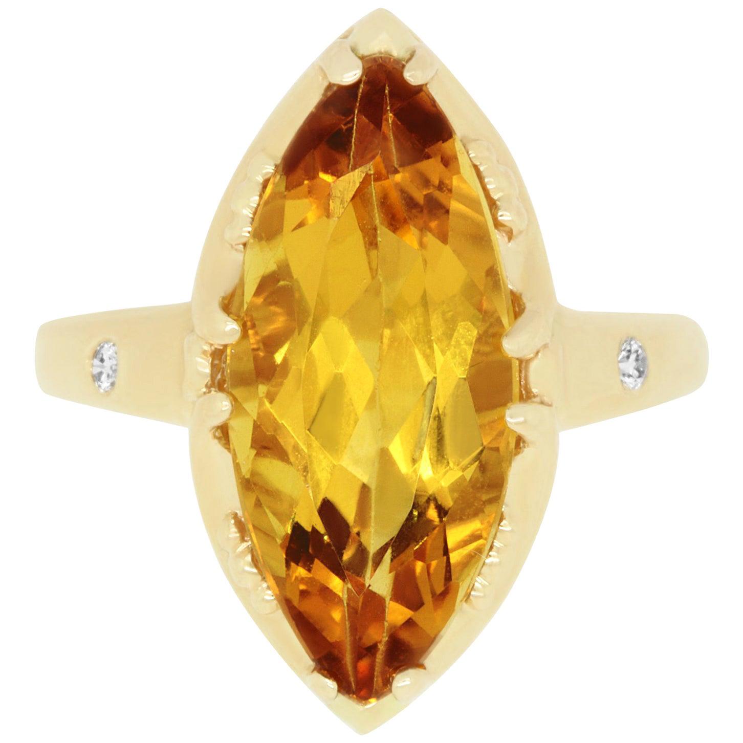 4.74 Carat Yellow Beryl Marquise Cocktail Ring