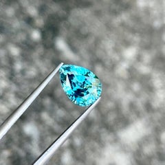 4.74 carats Blue Zircon Stone Pear Cut Natural Cambodian Gemstone