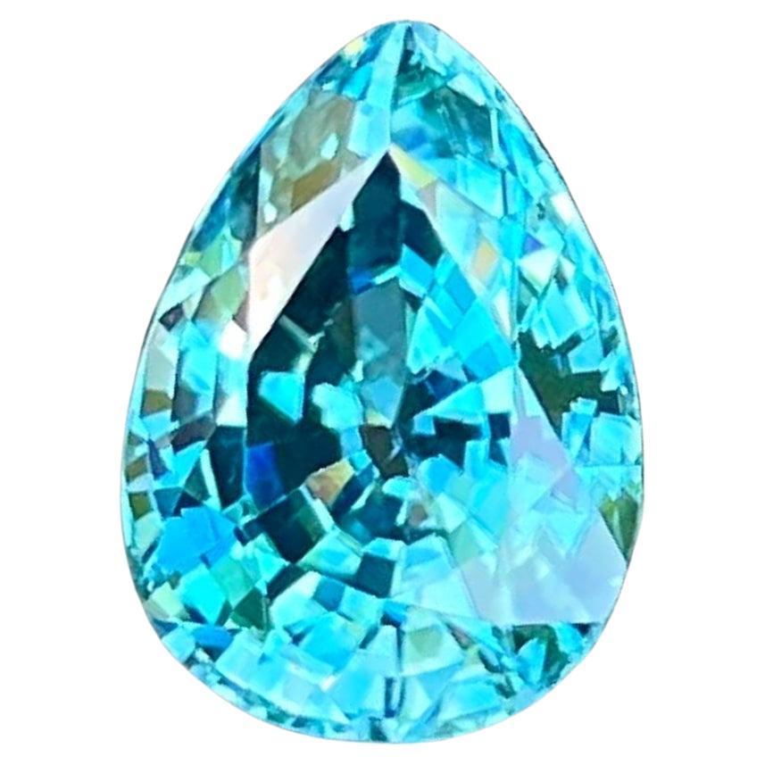 4.74 carats Blue Zircon Stone Pear Cut Natural Cambodian Gemstone