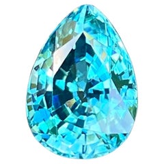 4.74 carats Blue Zircon Stone Pear Cut Natural Cambodian Gemstone