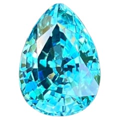 4.74 carats Blue Zircon Stone Pear Cut Natural Cambodian Gemstone