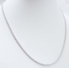 4.74 Carats Diamonds, 18 Karat White Gold Tennis Necklace.