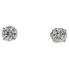 Clous d'oreilles en or blanc 14 carats avec diamants ronds certifiés EGL d'un poids total de 4,74 carats