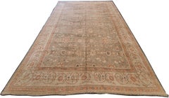 Antique Oushak Carpet, Handmade Turkish Oriental Rug, Beige, Taupe, Soft Gray