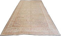 Antique Oushak Carpet, Handmade Turkish Oriental Rug, Beige, Taupe, Soft Gray