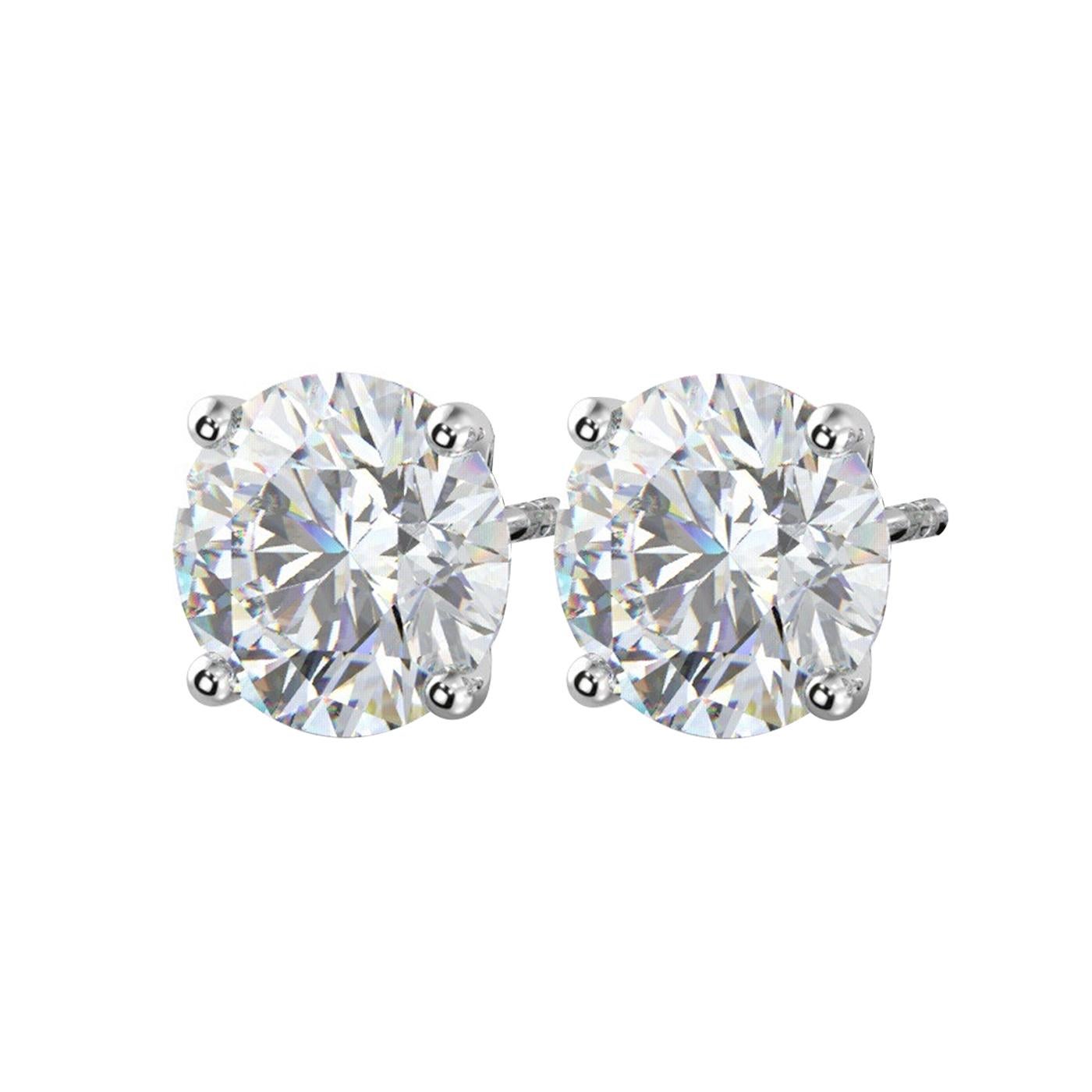 Modernist 4.74ct Natural Round Diamond 4-Prong Martini Setting Stud Earrings Screw Back For Sale