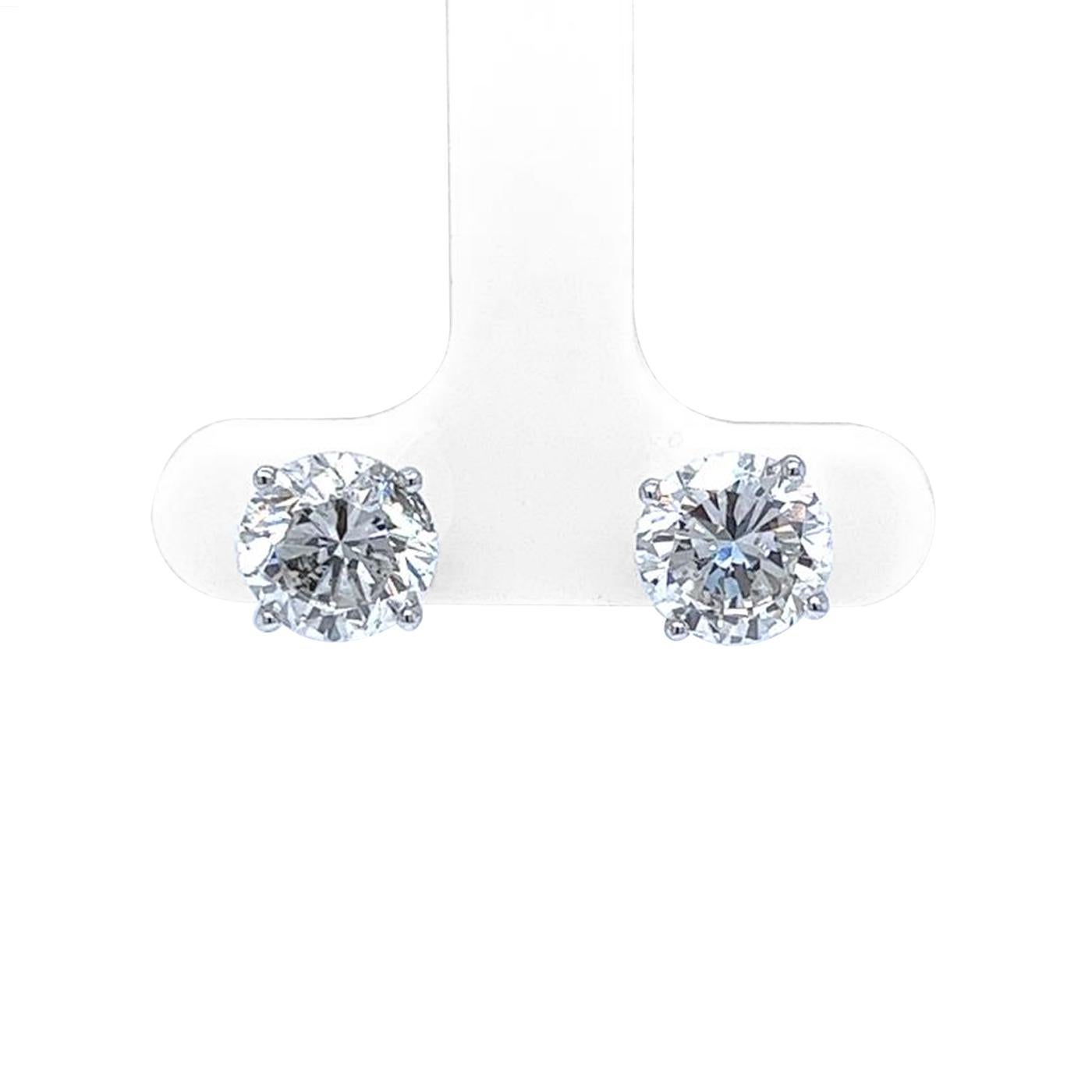 Round Cut 4.74ct Natural Round Diamond 4-Prong Martini Setting Stud Earrings Screw Back For Sale