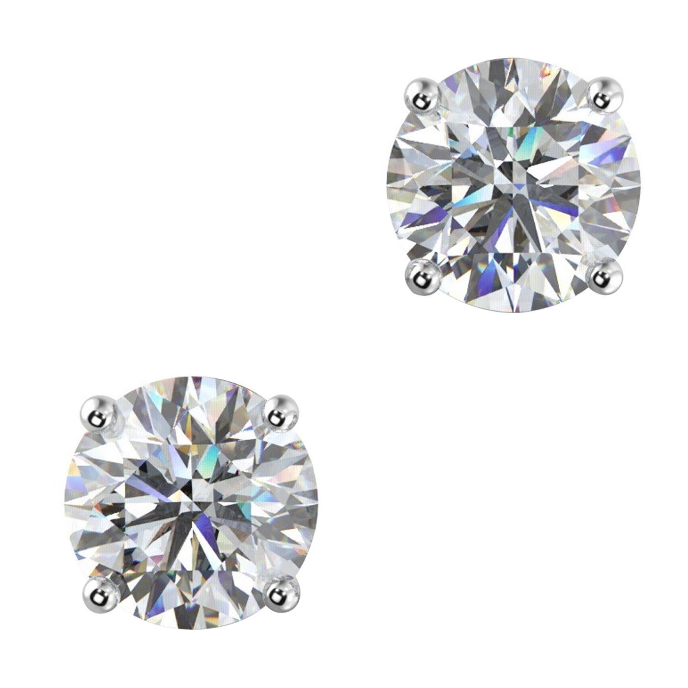4.74ct Natural Round Diamond 4-Prong Martini Setting Stud Earrings Screw Back In Good Condition For Sale In Aventura, FL