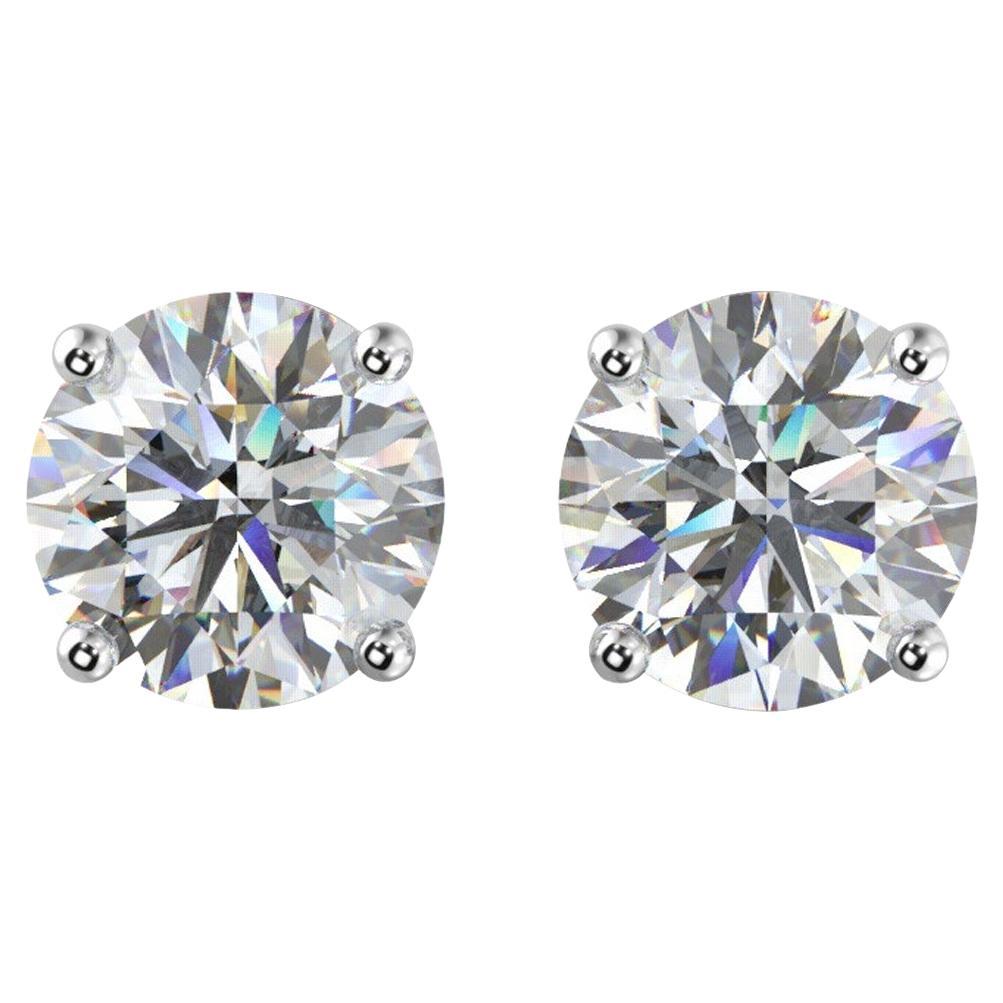 4.74ct Natural Round Diamond 4-Prong Martini Setting Stud Earrings Screw Back For Sale