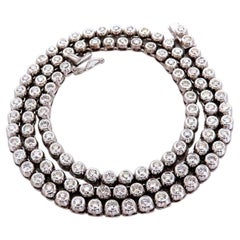 Collier d'éternité Riviera en or 14 carats avec diamants ronds naturels de 4,74 carats et lunette encastrée