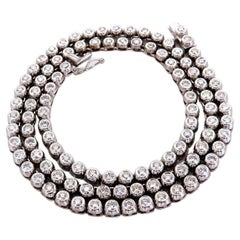 4.74ct Natural Round Diamonds Bezel Flush Riviera Tennis Necklace Eternity 14Kt