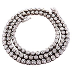 4.74ct Natural Round Diamonds Bezel Flush Riviera Tennis Necklace Eternity 14Kt*