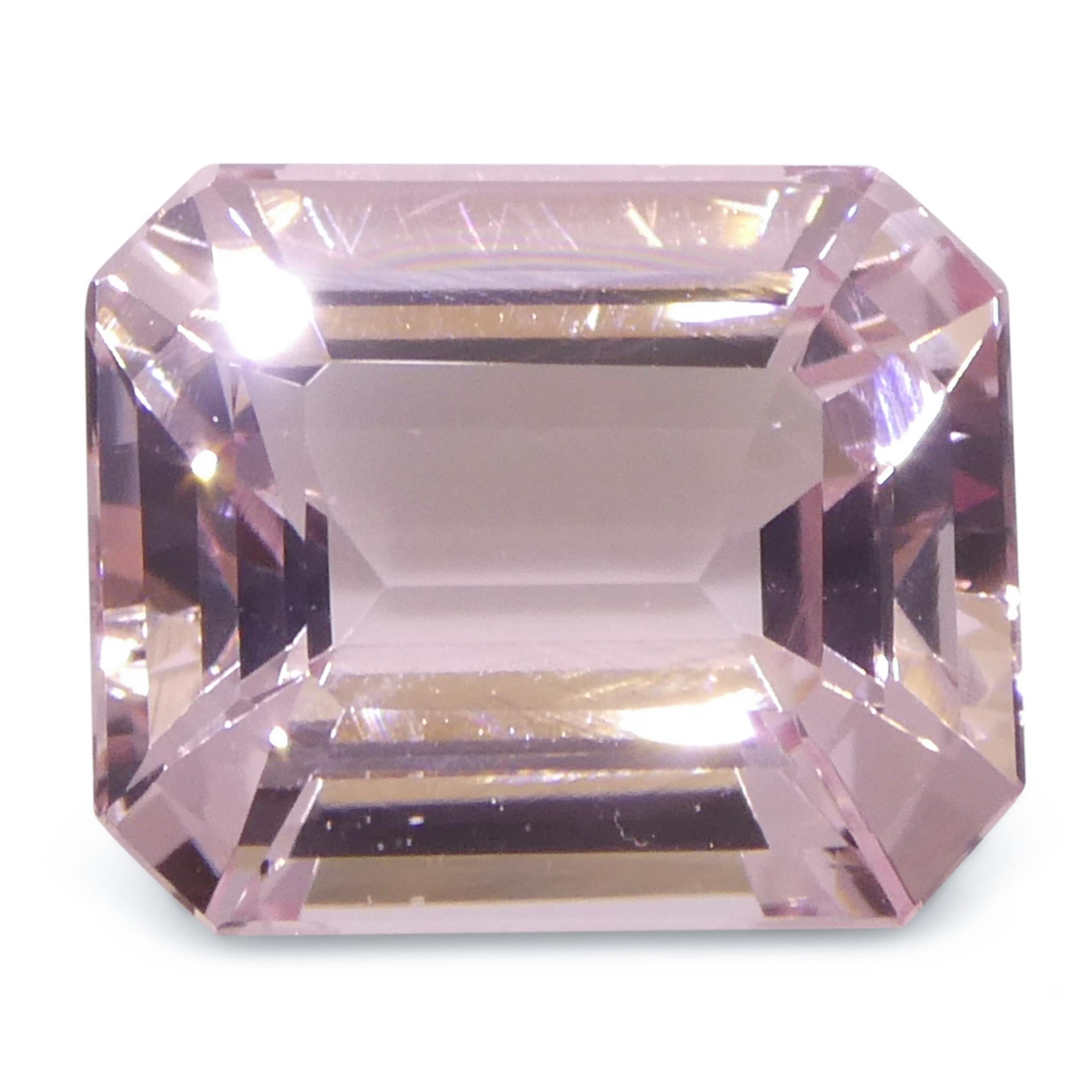 4.74ct Octagonal/Emerald Cut Orangy Pink Morganite For Sale 2