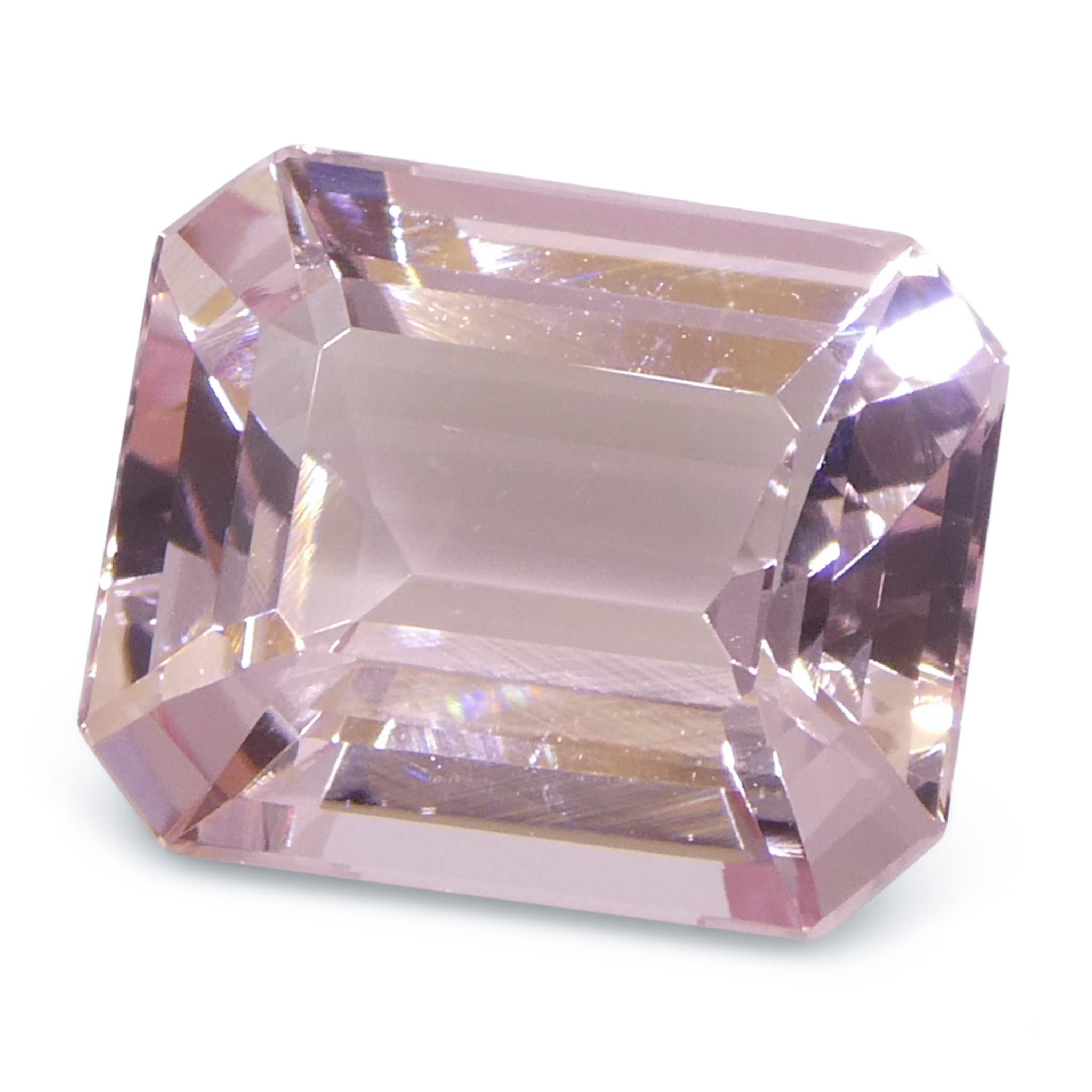 4.74ct Octagonal/Emerald Cut Orangy Pink Morganite For Sale 4
