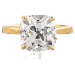 4.74ct Old Mine Brilliant Cut K-color SI2-clarity Diamond Engagement Ring