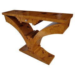 47.5 Art Deco Style Burl Pedestal Console