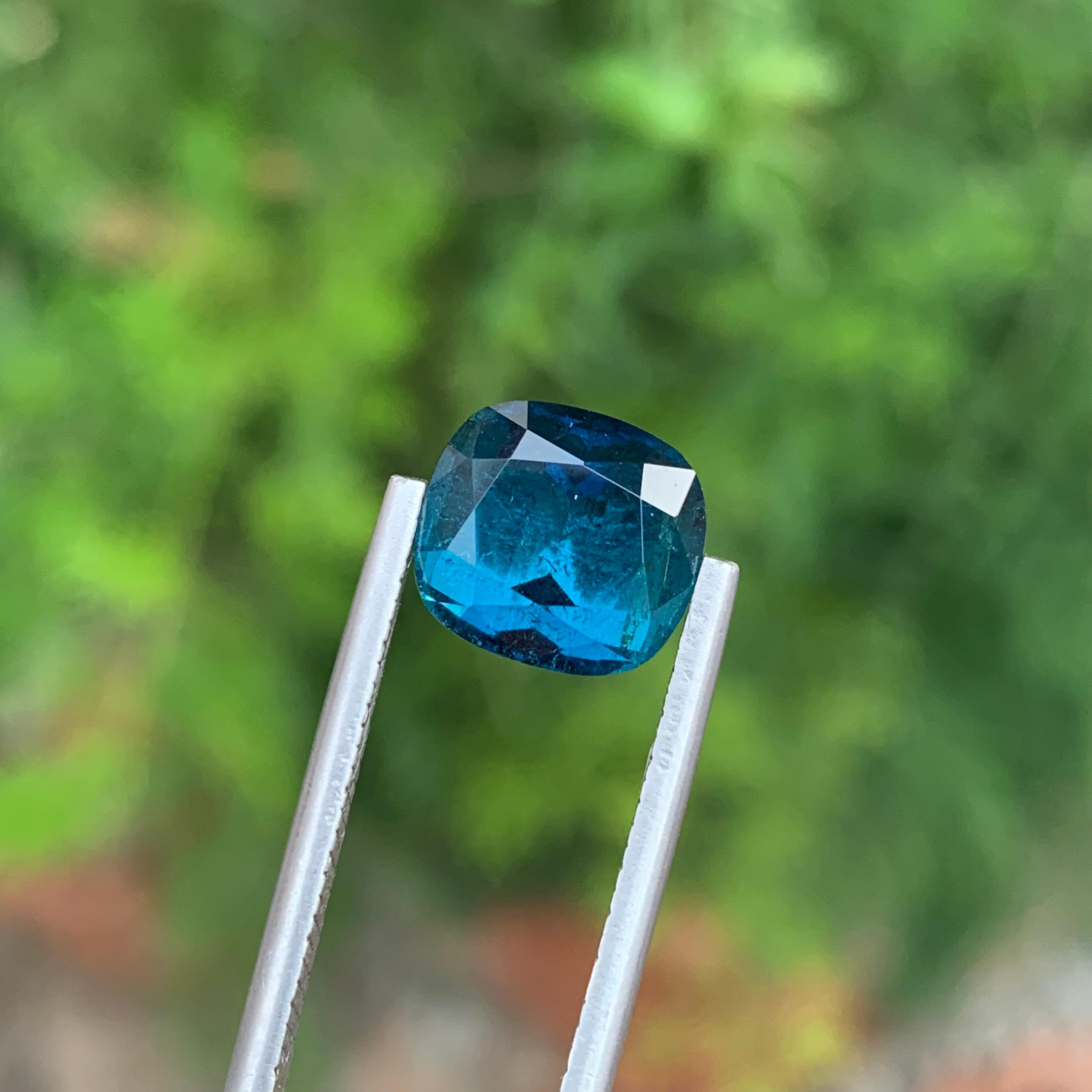 4.75 Carat Adorable Natural Loose Indicolite Tourmaline Cushion Shape Gemstone For Sale 4