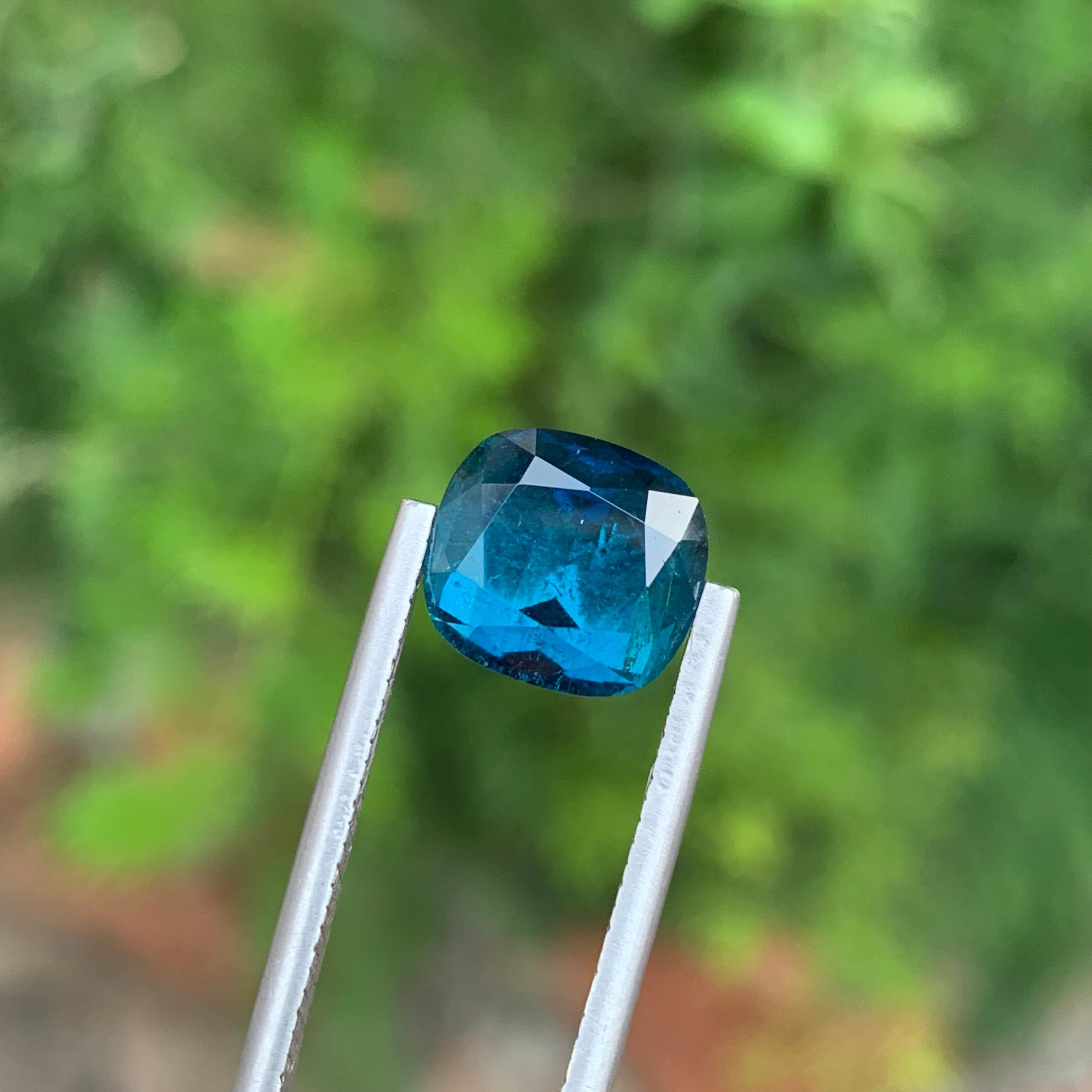 4.75 Carat Adorable Natural Loose Indicolite Tourmaline Cushion Shape Gemstone For Sale 5