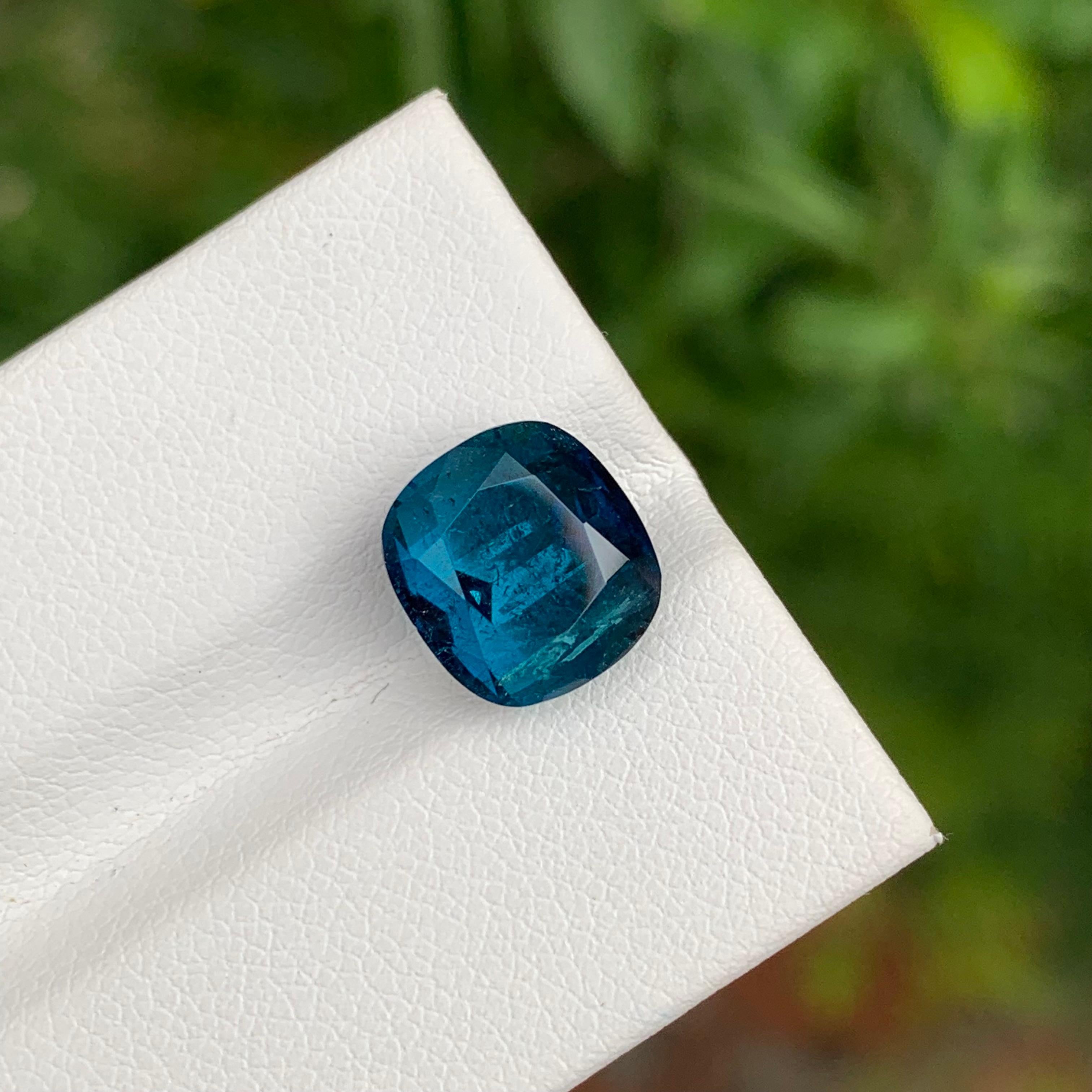 Arts and Crafts 4.75 Carat Adorable Natural Loose Indicolite Tourmaline Cushion Shape Gemstone For Sale