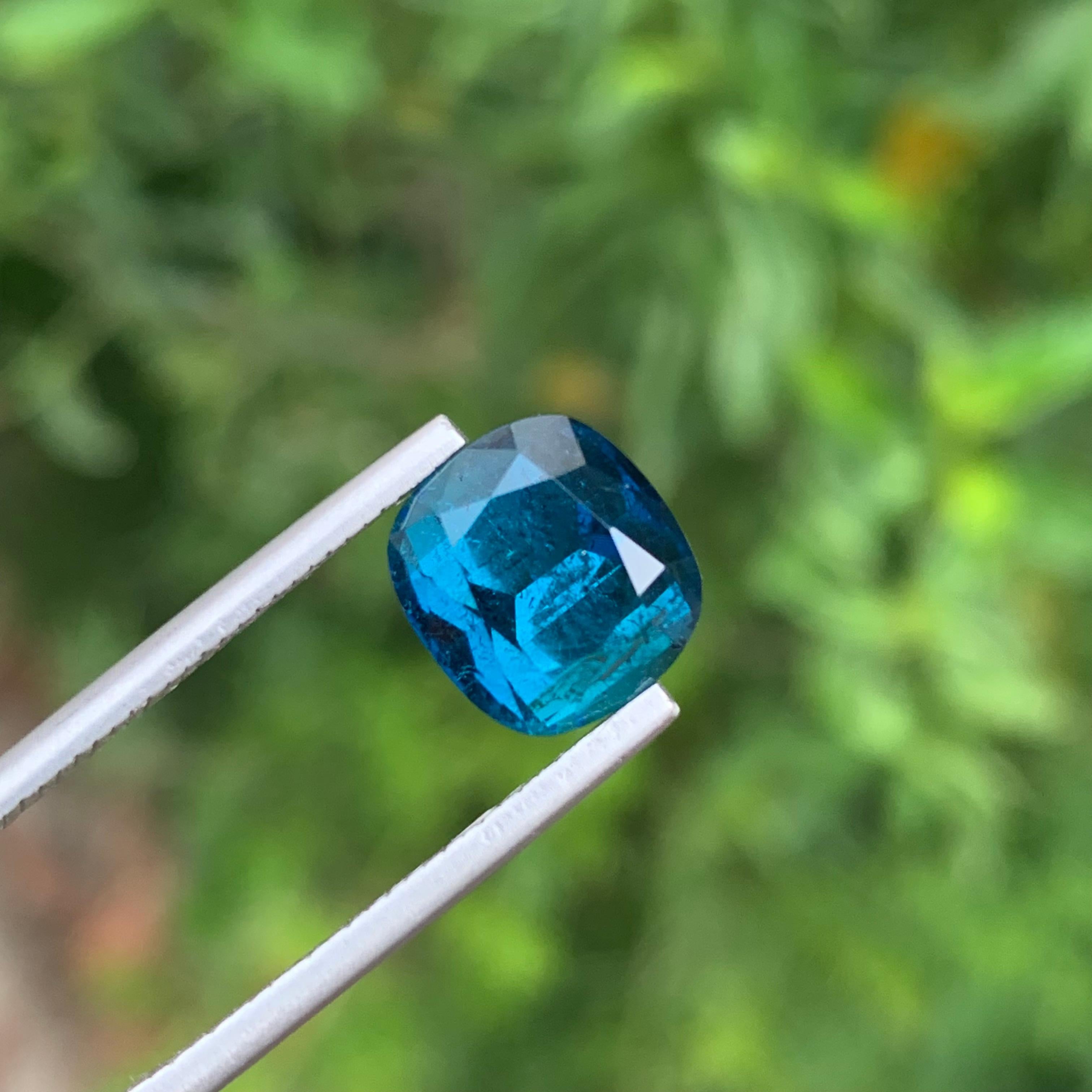 4.75 Carat Adorable Natural Loose Indicolite Tourmaline Cushion Shape Gemstone For Sale 2