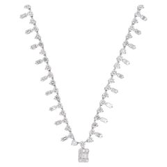 Collana a catena con diamanti tondi baguette da 4,75 carati, gioielli in oro bianco 14 carati