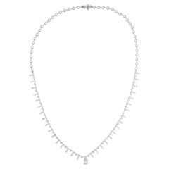 Collar de cadena de diamantes redondos baguette de 4,75 quilates Joyas de oro blanco de 14 quilates