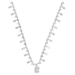 Collana a catena con diamanti rotondi Baguette da 4,75 carati Gioielli in oro bianco 18 carati