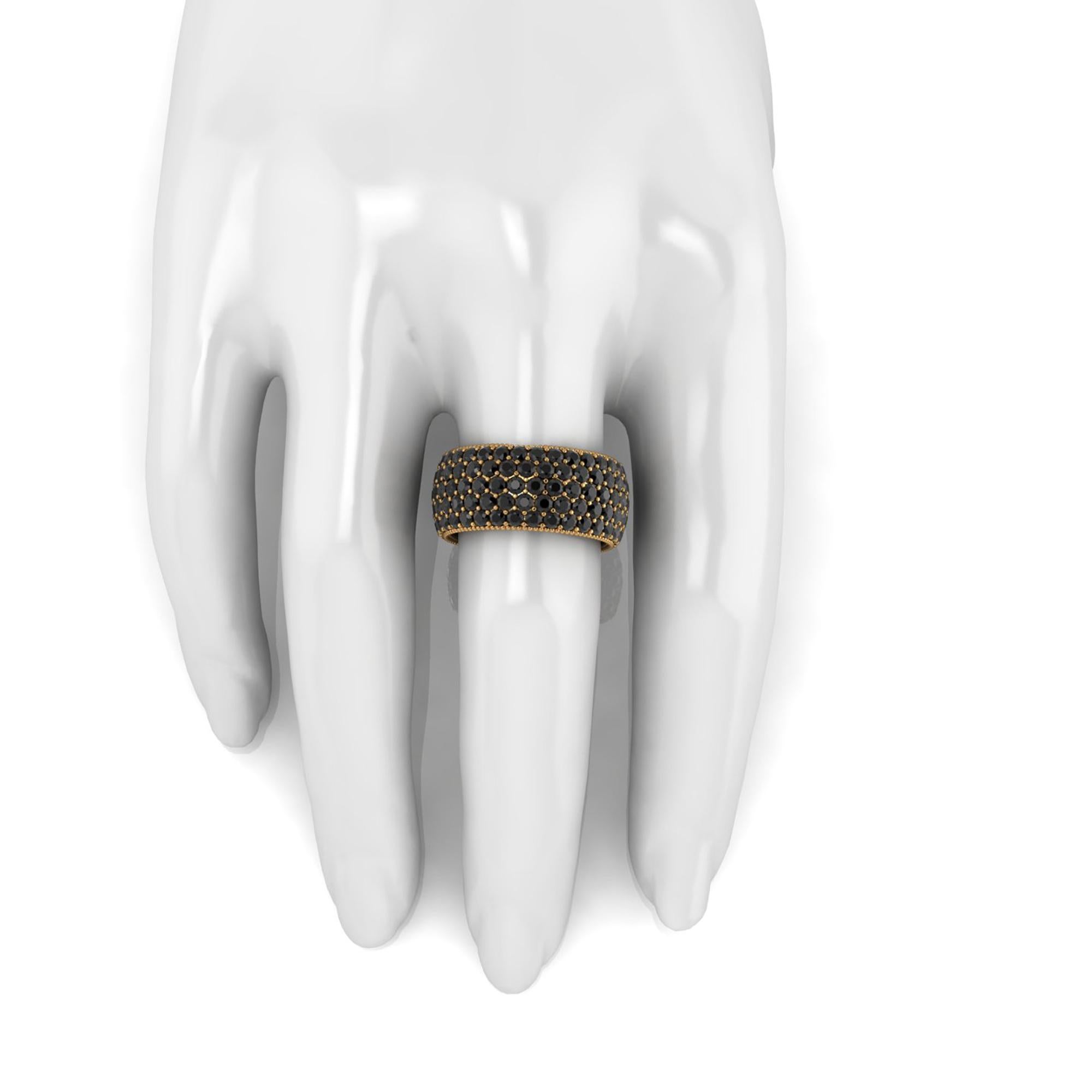 4,75 Karat schwarze Diamanten 18 Karat Gelbgold (Rundschliff) im Angebot