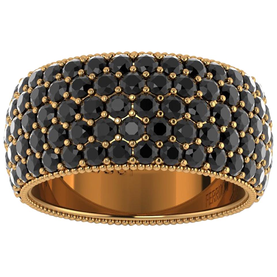4,75 Karat schwarze Diamanten 18 Karat Gelbgold im Angebot