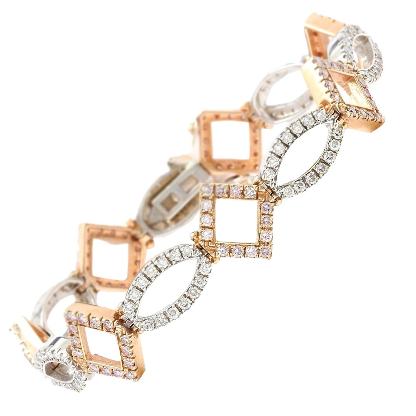 4.75 Carat Diamond 18 Karat Solid Two-Tone Gold Bracelet