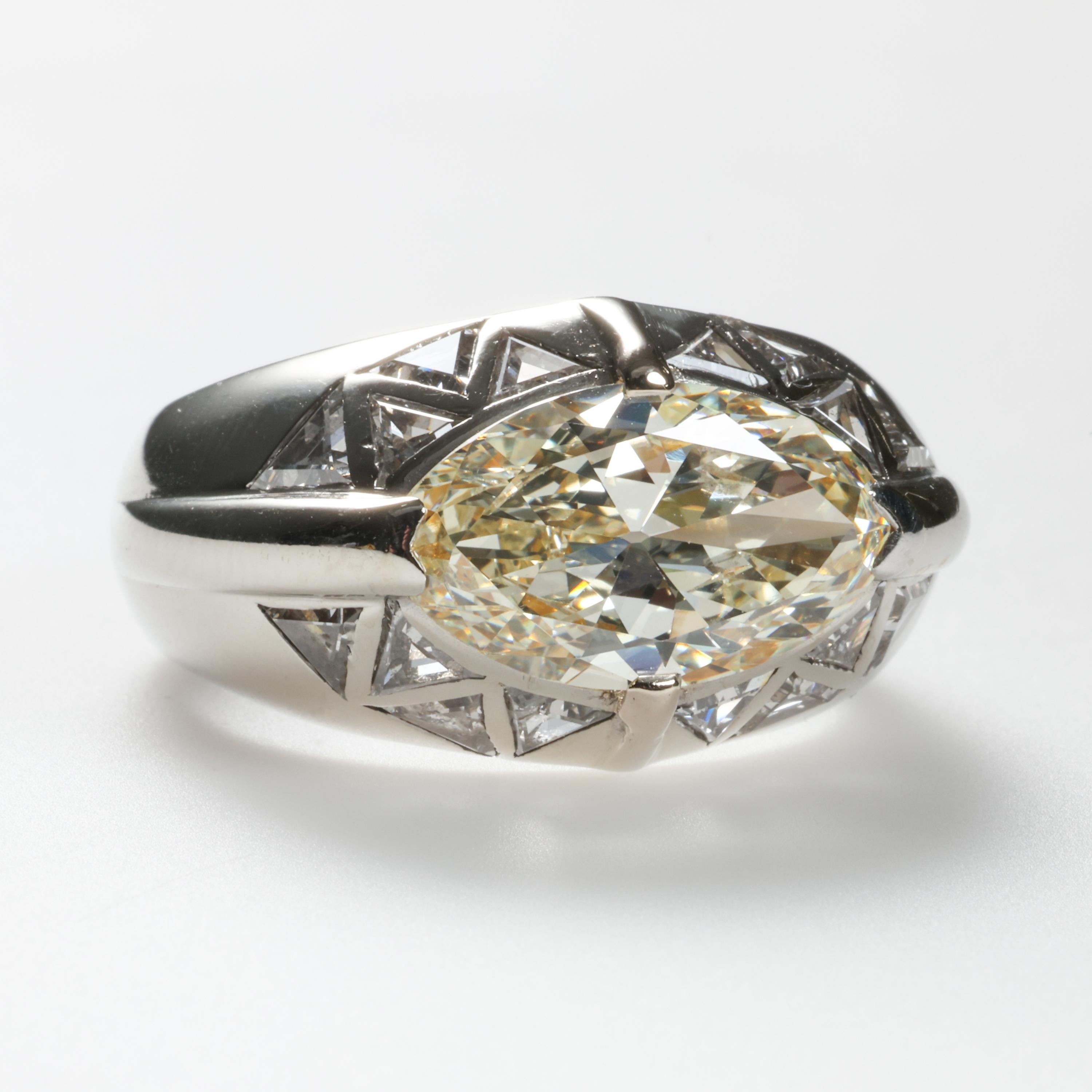 Modern Men's Diamond Ring Mid-Century Certified 4.75 Carat TCW