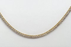 4,17 Karat Diamant-Tennis-Halskette mit runden Diamanten in Gelbgoldkette