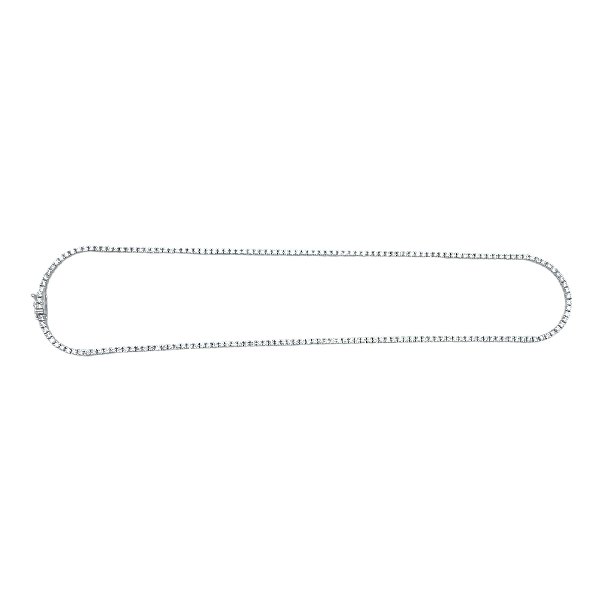 4.75 Carat Diamond Tennis Necklace with Round Diamonds in White Gold Chain For Sale 2