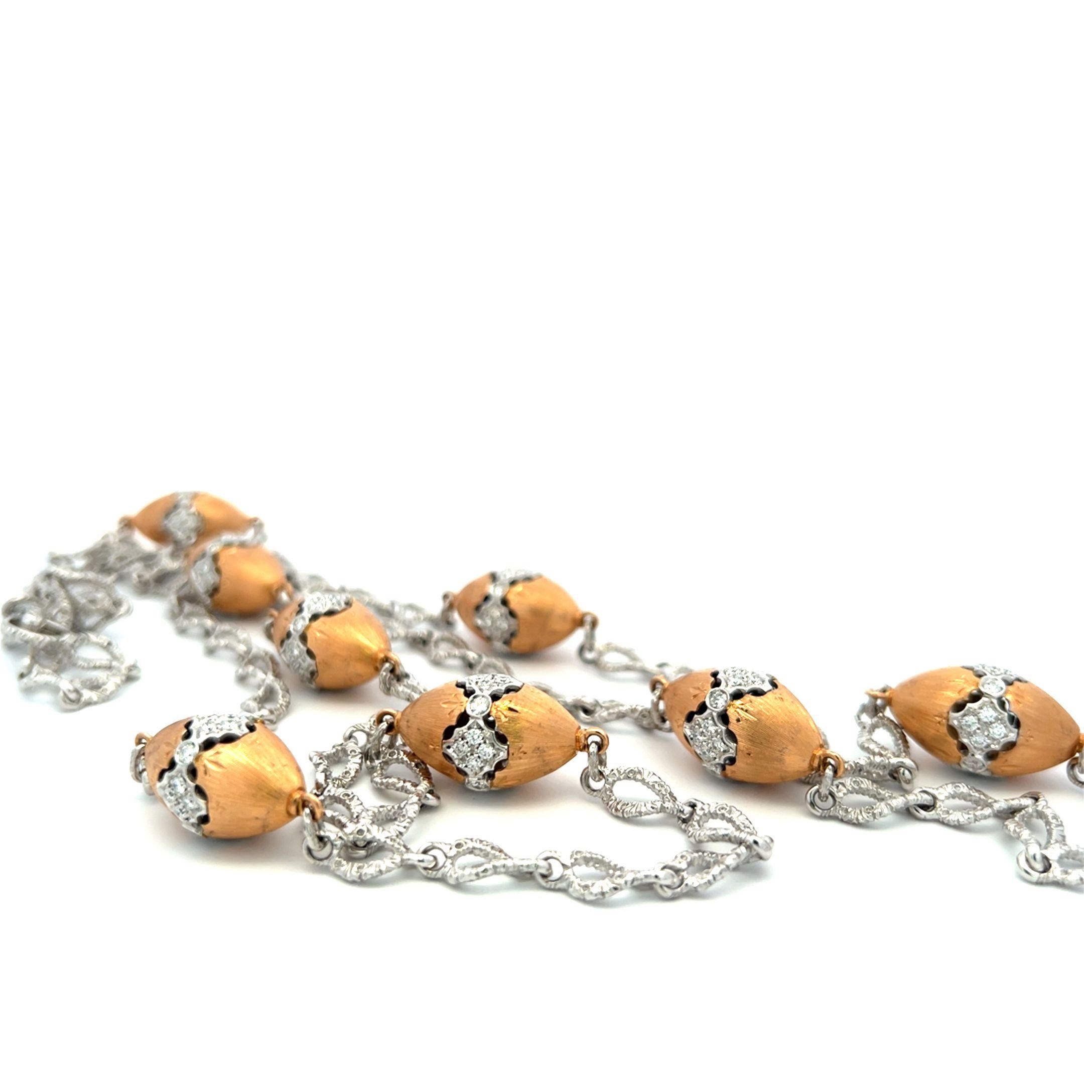 Taglio brillante Collana con diamanti bicolore in oro 18 carati da 4,75 carati G VS1 con maglie testurizzate in vendita