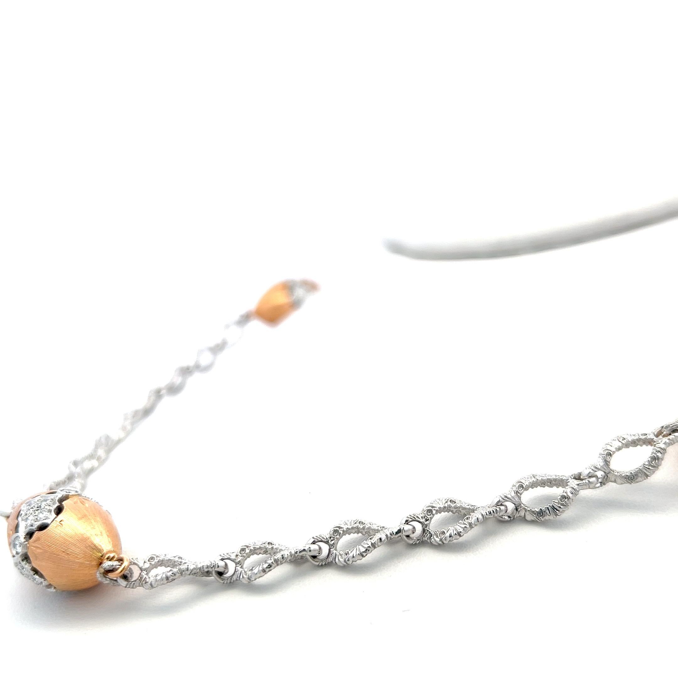 Collana con diamanti bicolore in oro 18 carati da 4,75 carati G VS1 con maglie testurizzate in vendita 2