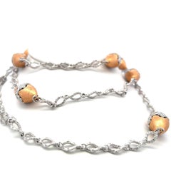 Collana con diamanti bicolore in oro 18 carati da 4,75 carati G VS1 con maglie testurizzate