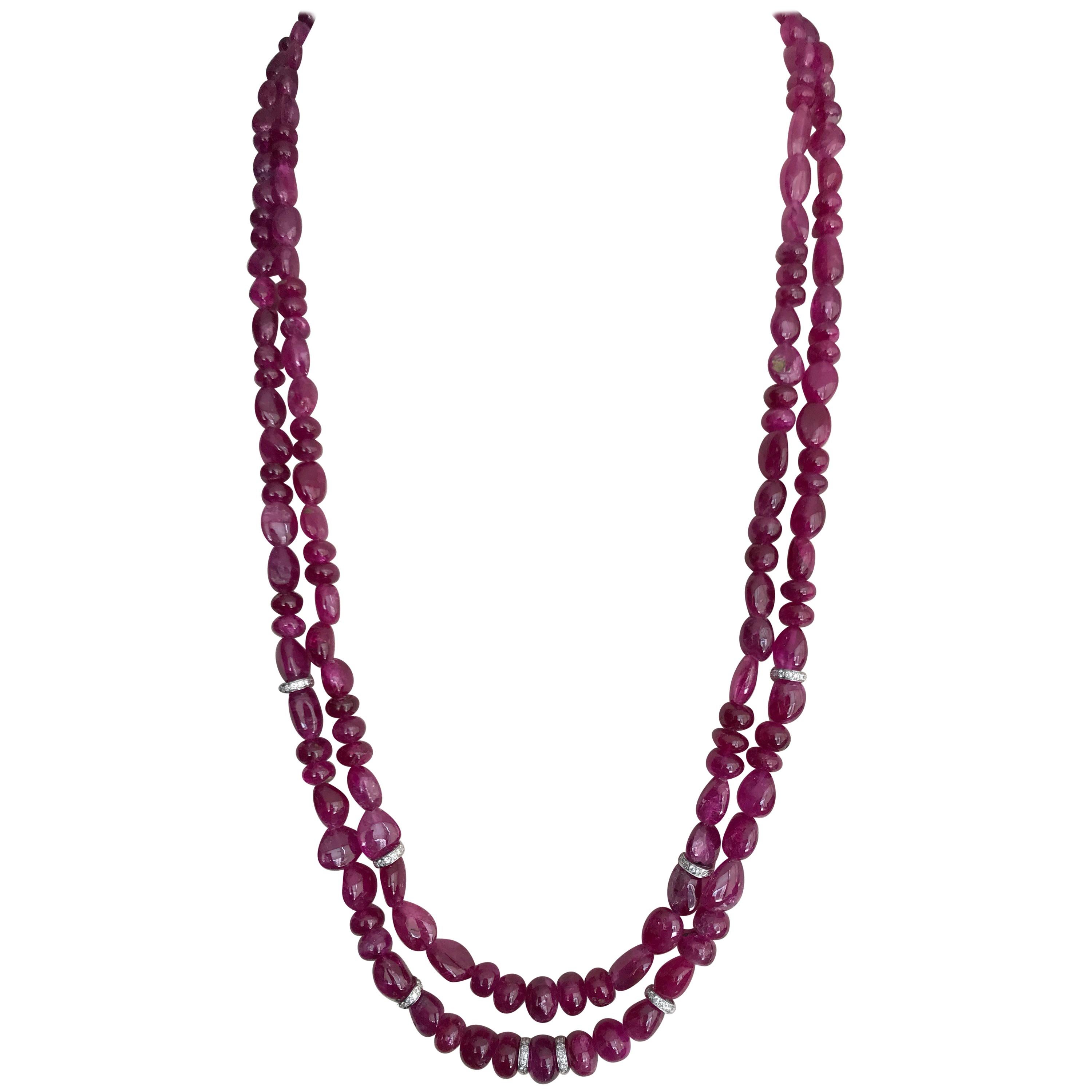 475 Carat Natural Burmese Ruby Beads Multi Strand Necklace