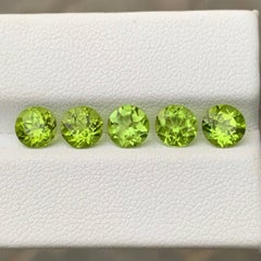 4,75 Karat Natürlicher loser 5 Stück Grüner Peridot Rundschliff Pakistanischer Edelstein