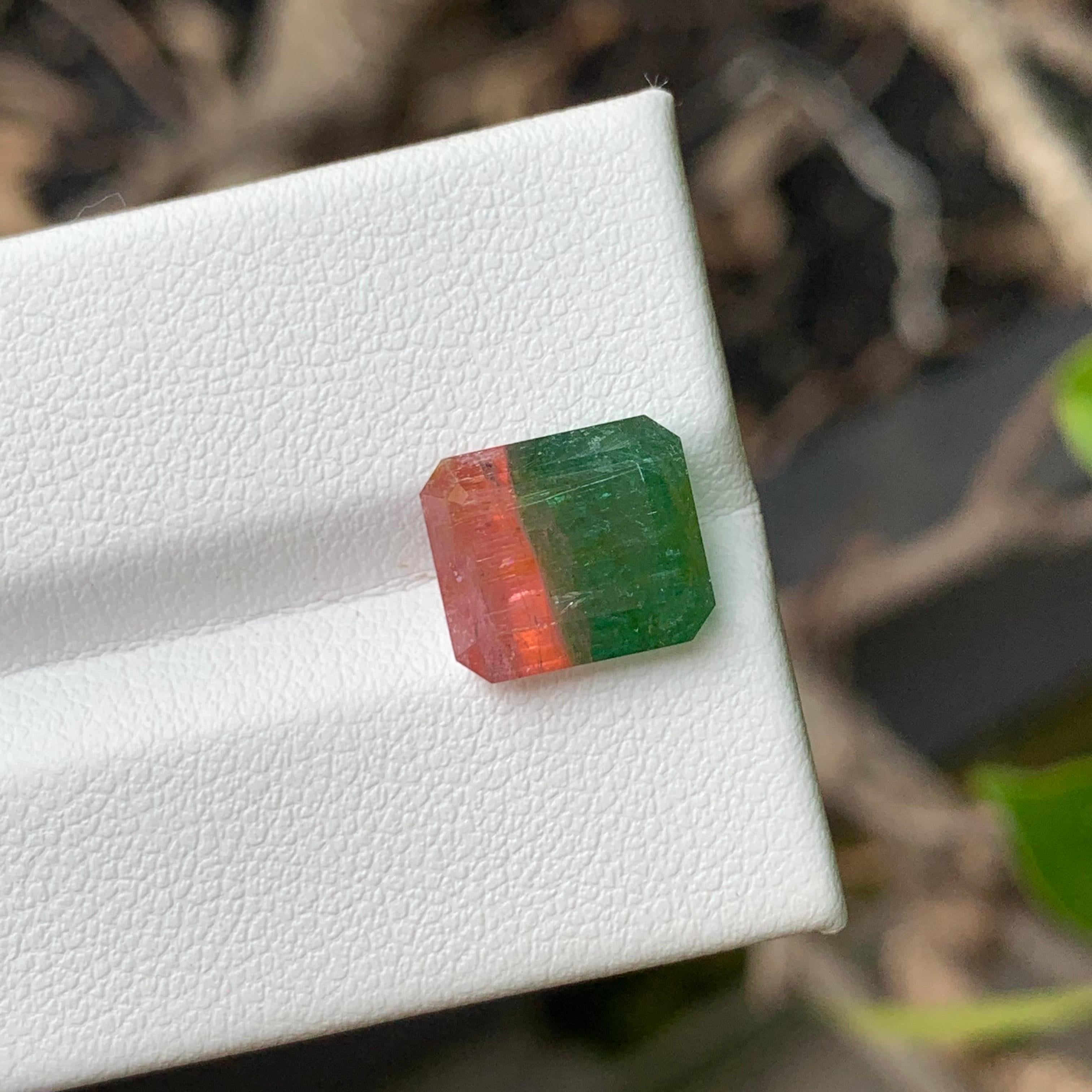 4.75 Carat Natural Loose Bi Colour Tourmaline Emerald Shape Gemstone For Sale 9