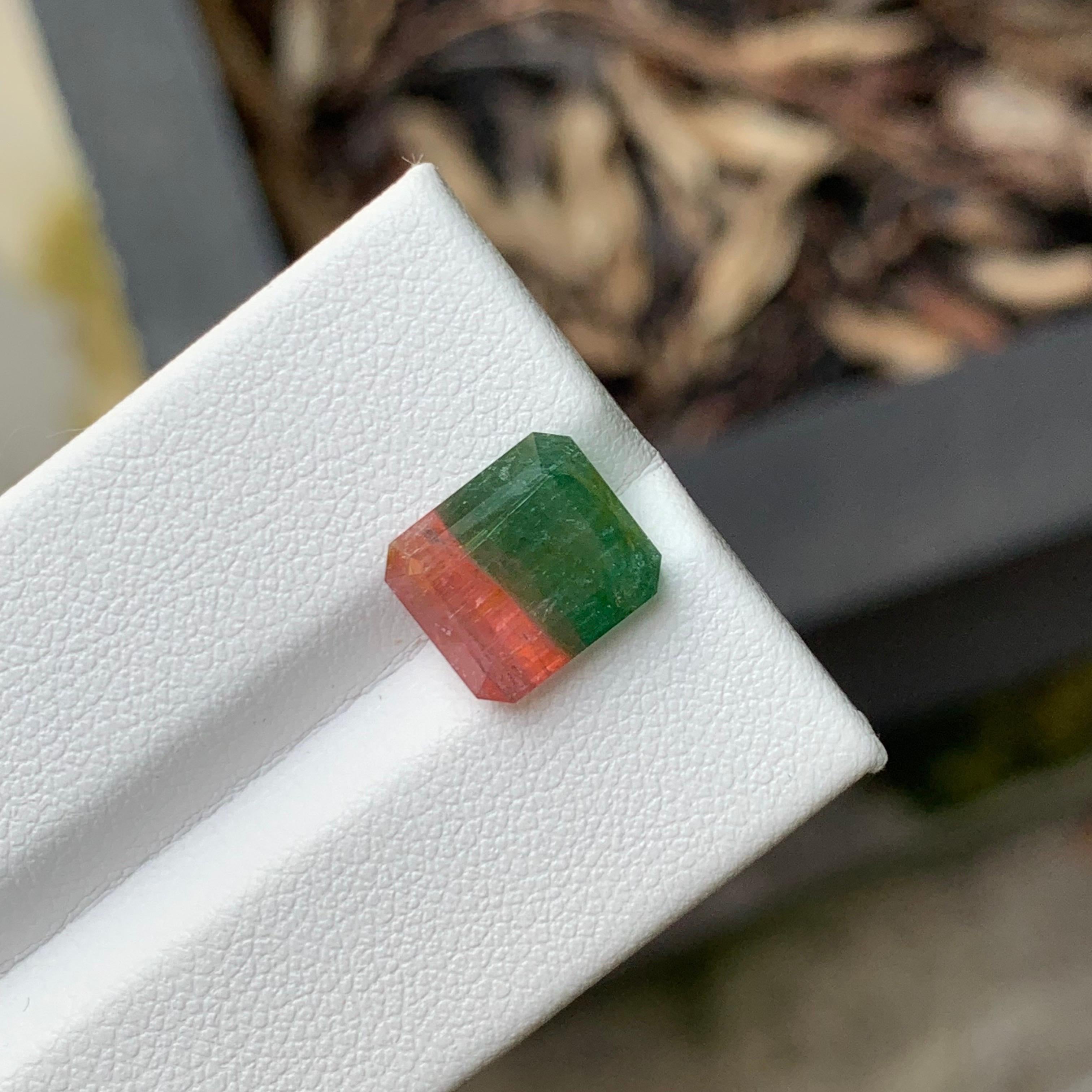 Emerald Cut 4.75 Carat Natural Loose Bi Colour Tourmaline Emerald Shape Gemstone For Sale
