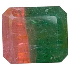 4.75 Carat Natural Loose Bi Colour Tourmaline Emerald Shape Gemstone