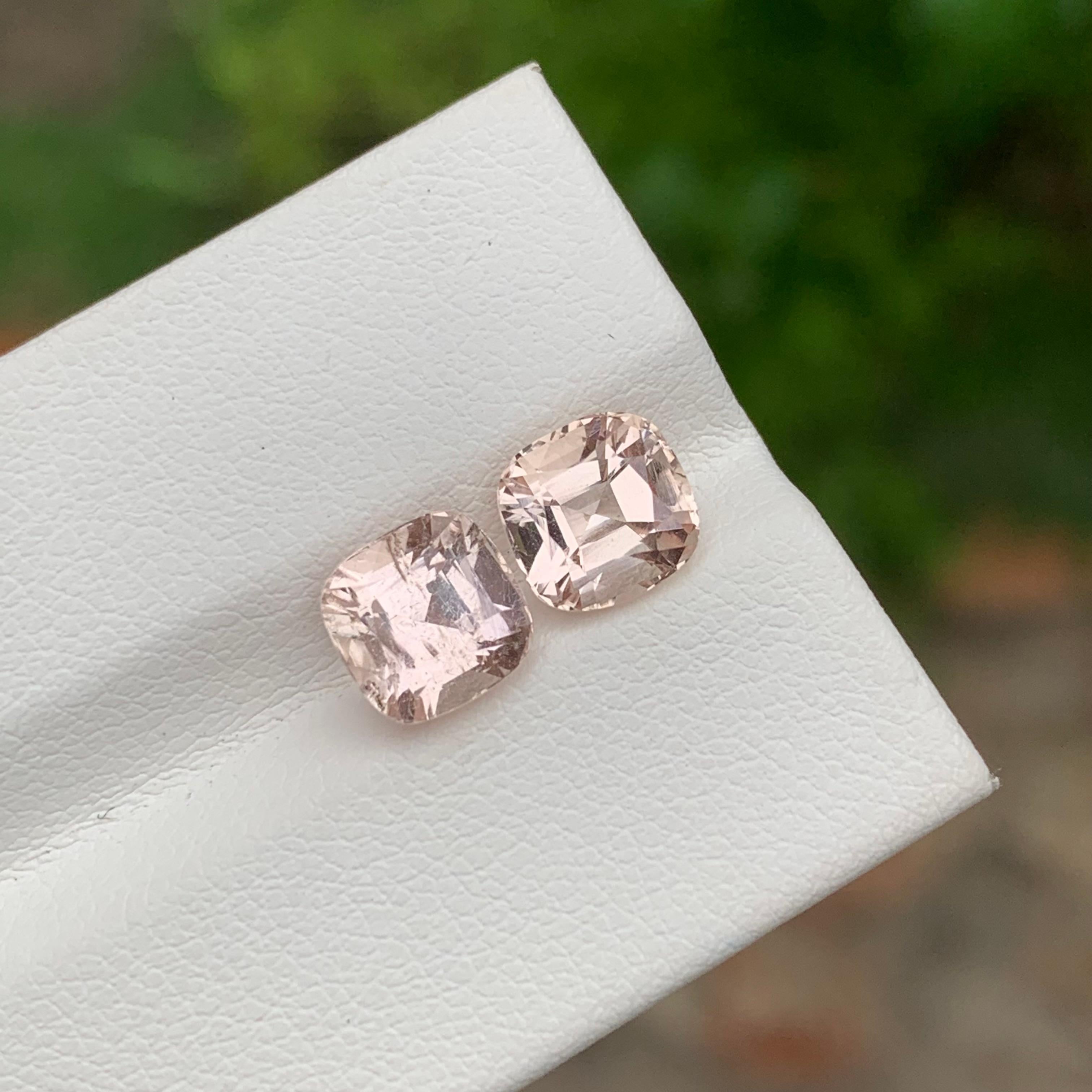 4.75 Carat Natural Loose Imperial Topaz Pair Cushion Shape Gem For Earrings 4