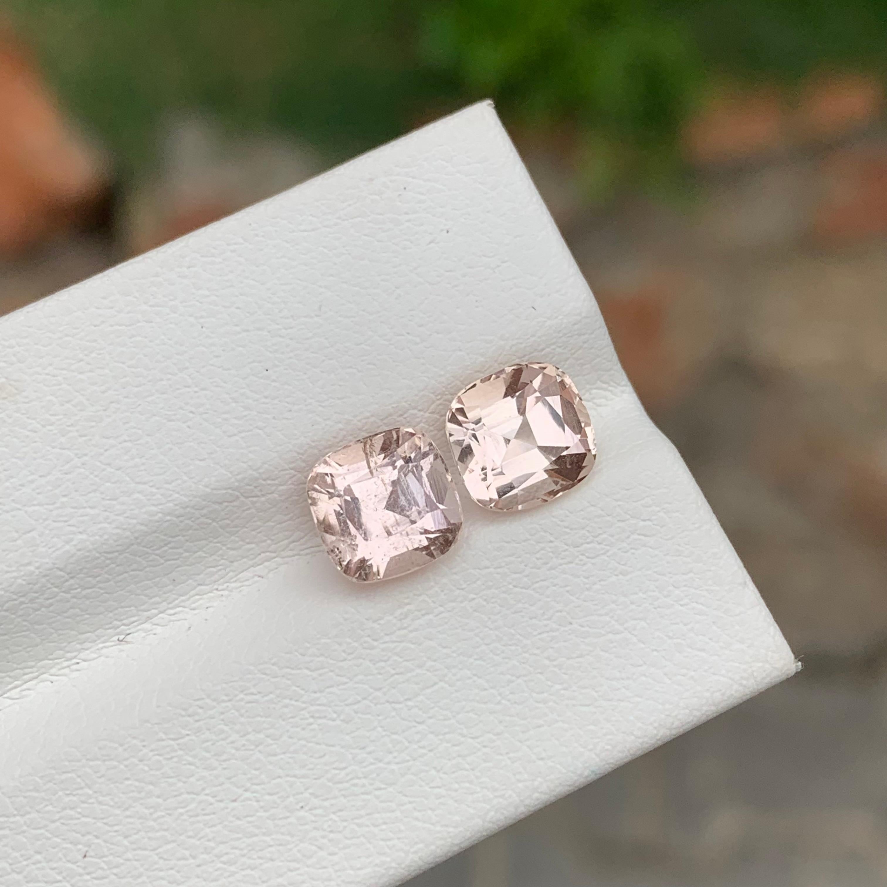 4.75 Carat Natural Loose Imperial Topaz Pair Cushion Shape Gem For Earrings In New Condition In Peshawar, PK