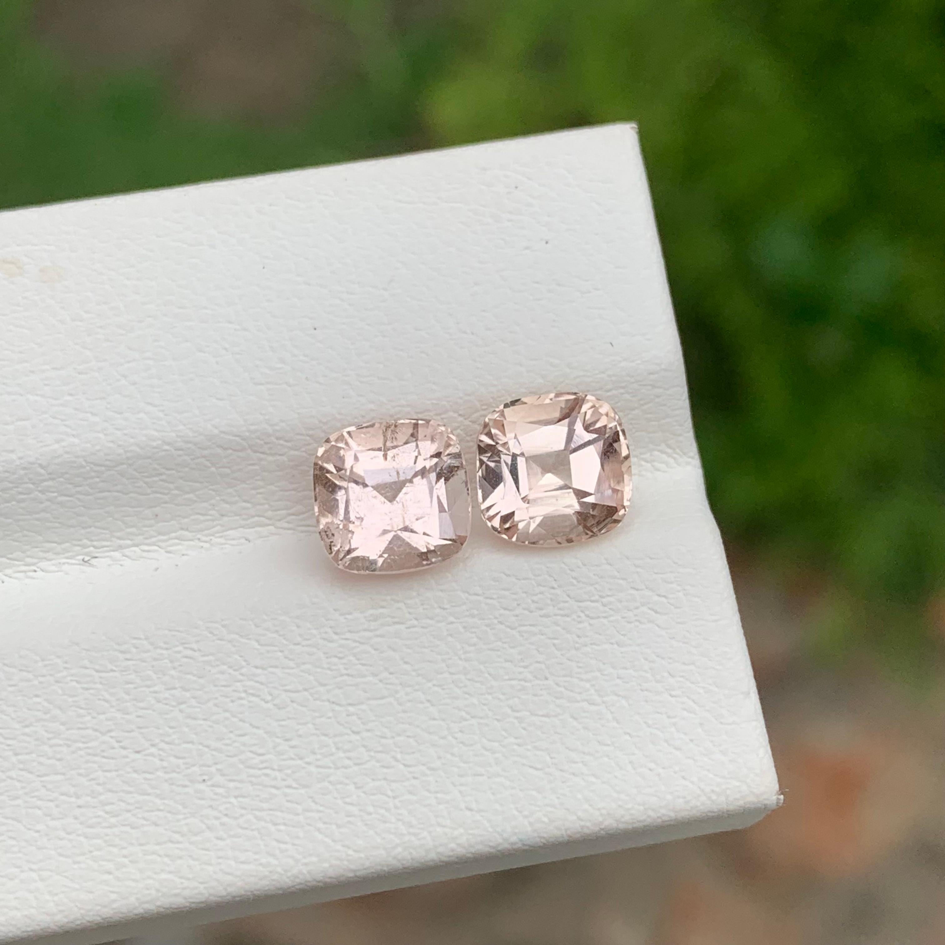 Women's or Men's 4.75 Carat Natural Loose Imperial Topaz Pair Cushion Shape Gem For Earrings